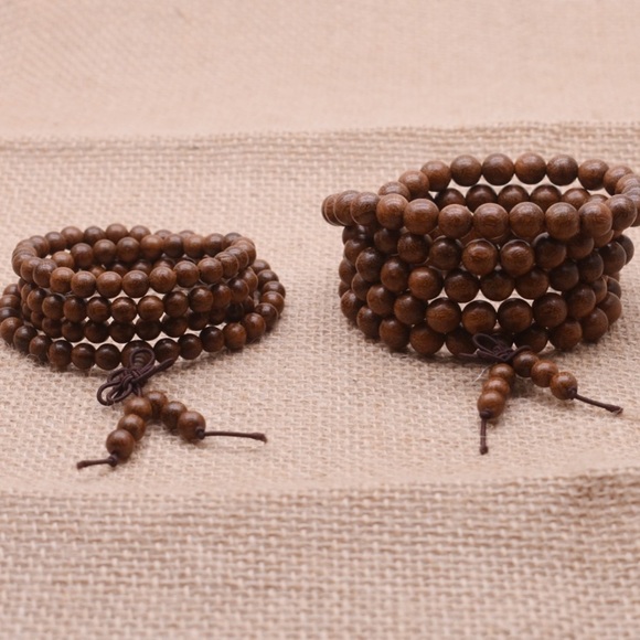 Wood mala necklace / bracelet & beautiful silk bag - Picture 6 of 10